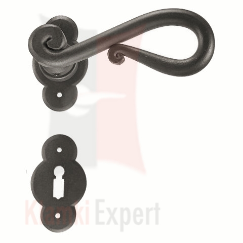 Klamka Roma z dolną rozetą na zwykły klucz kolor czerń starodawna