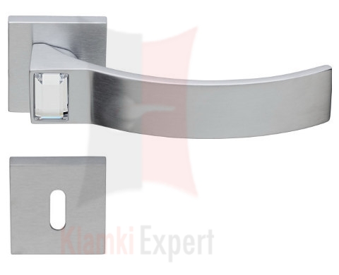 Klamka ELIOS Crystal Bianco 019 z dolną rozetą na zwykły klucz