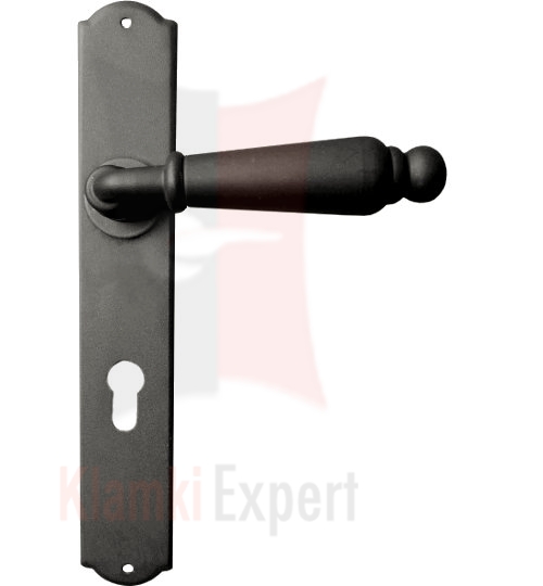 Klamka Oslo 2400 z otworem na wkadk patentową kolor żelazo szare postarzane
