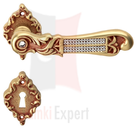 Klamka Tiffany Mesh 018 z dolną rozetą na zwykły klucz
