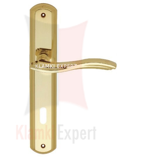 Klamka Marina z otworem na zwykły klucz, kolor OL mosiądz błyszczący