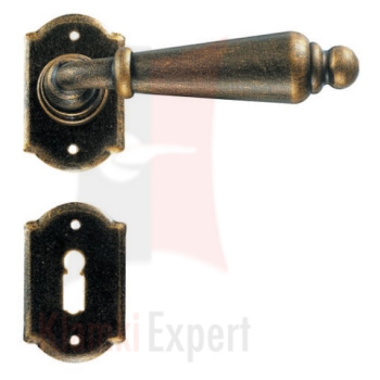 Klamka Oslo z dolną rozetą na zwykły klucz, kolor czerń brązowiona