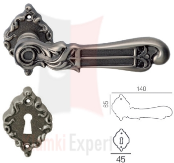 Klamka Tiffany Brass z dolna rozetą na zwykły klucz