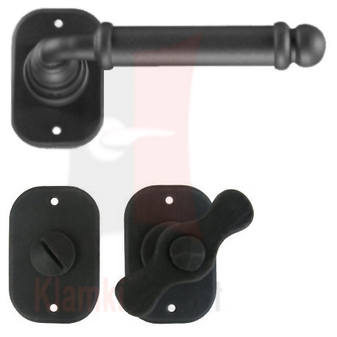 Klamka Lisbona 2105 z blokadą wc, kolor czerń starodawna