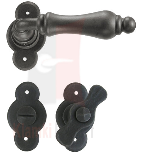 Klamka Berlino z blokadą wc kolor czerń starodawna