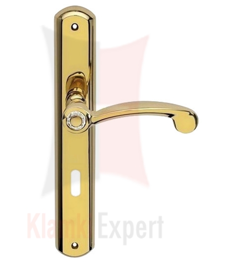 Klamka Cosmic w kolorze OZ pozłacany błyszczący z otworem na zwykły klucz