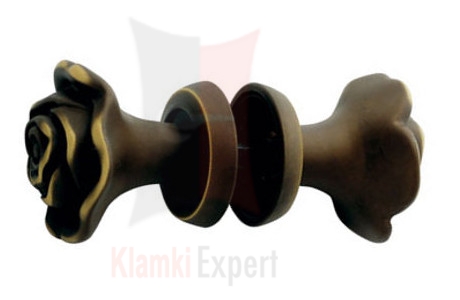 Komplet gałek obrotowych Rose bez dolnej rozety. Kolor BM brązowiony matowy, ciemny