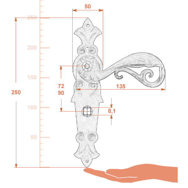 Klamka Abella - wymiary