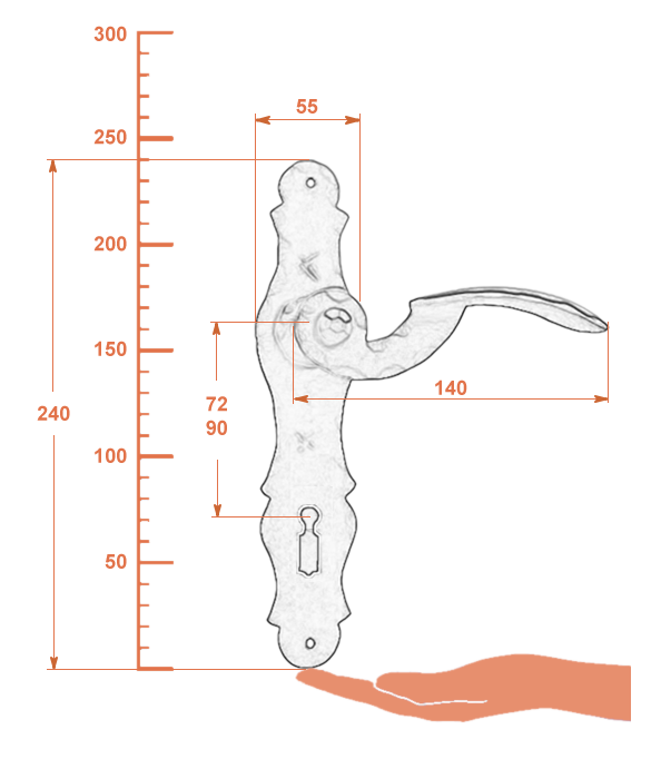 Klamka Widar - wymiary